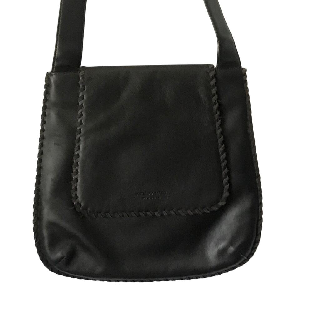Andrew Marc Purse Leather Brown Carrier Sachel Shoulder Minimalist Casual Boho